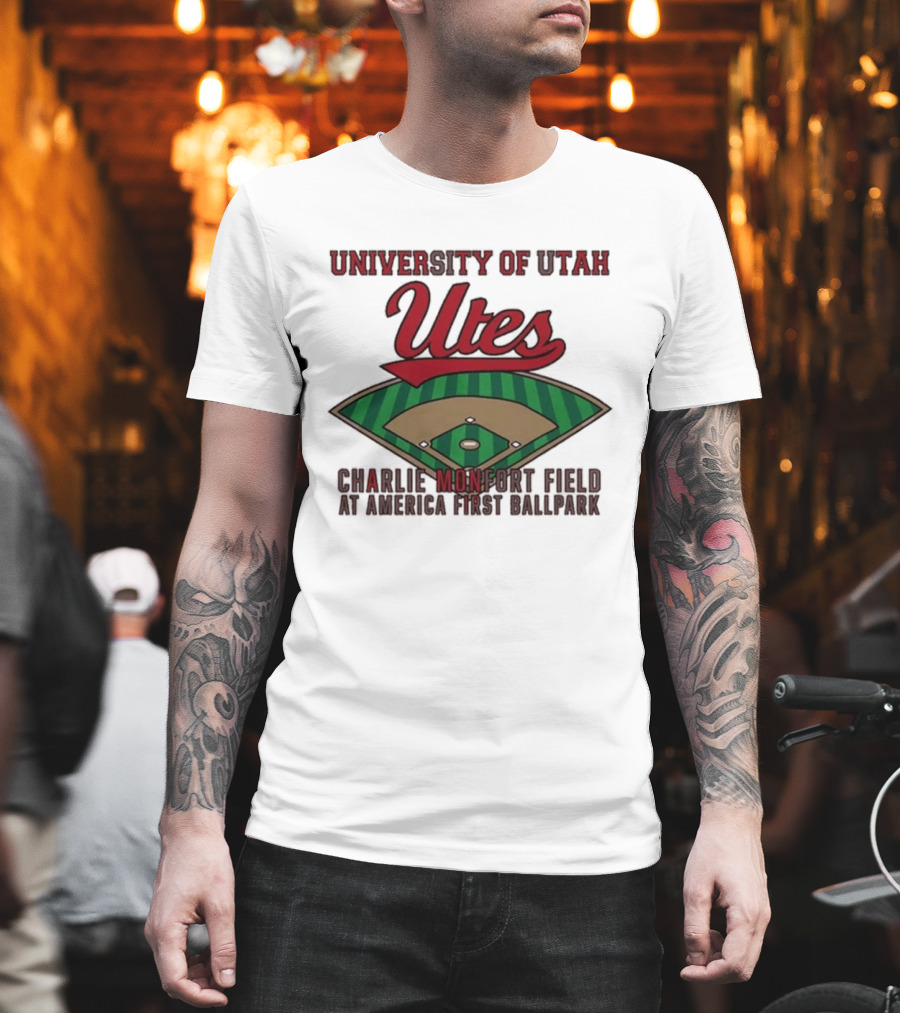 University Of Utah Utes Charlie Monfort Field Baseball America First Ballpark T-Shirt