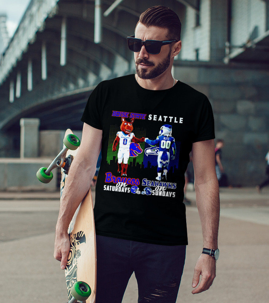 Boise State Broncos Saturdays Seattle Seahawks Sundays Skyline T-Shirt