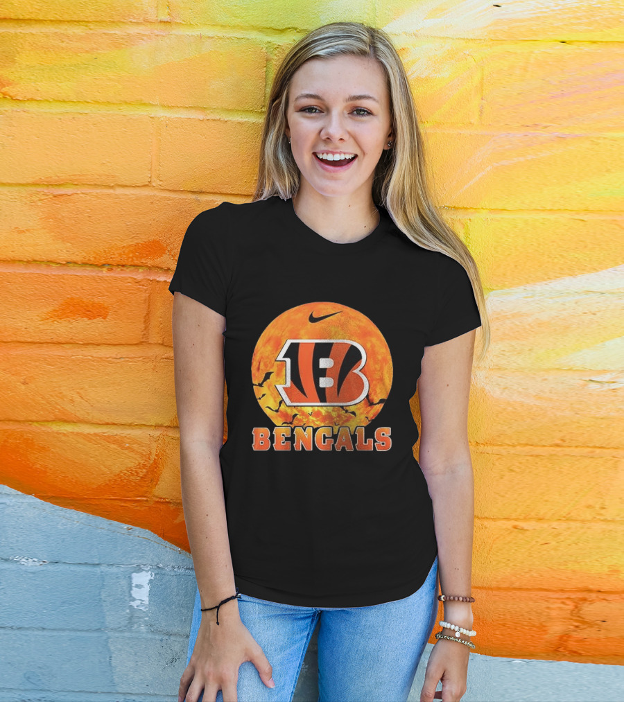 Cincinnati Bengals Halloween Nike Bats Pumpkin T-Shirt