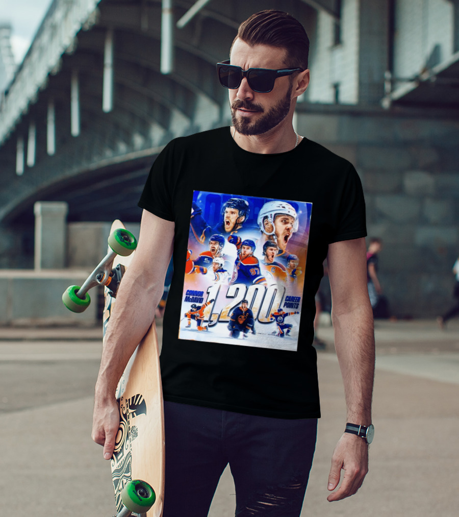 Connor McDavid 1200 Career Points NHL Record T-Shirt