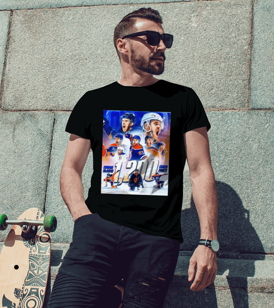 Connor McDavid 1200 Career Points NHL Record T-Shirt