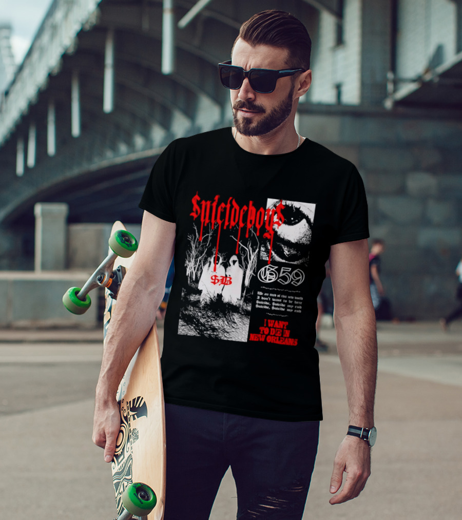 Suicideboys 659 I Want To Die In New Orleans 9AB Text Trees T-Shirt