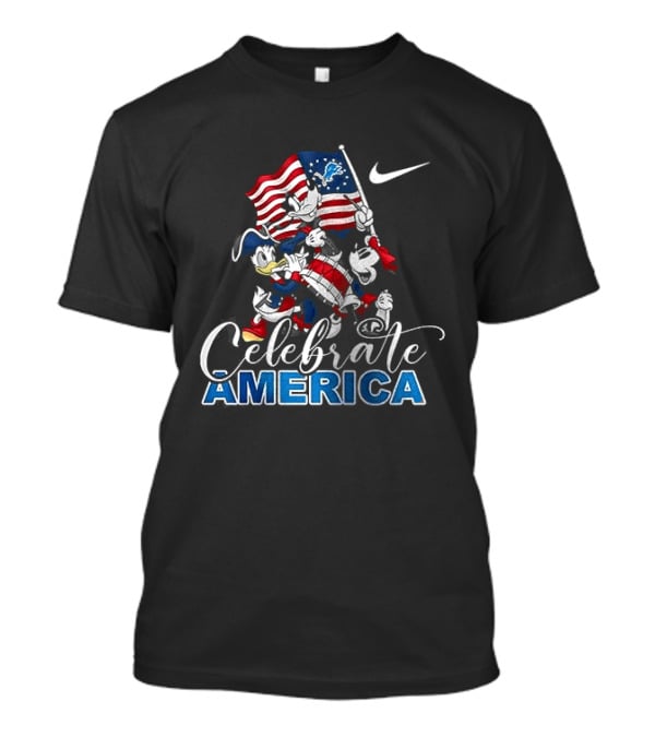 Detroit Lions Mickey Mouse Celebrate America 250th Anniversary Nike T-Shirt