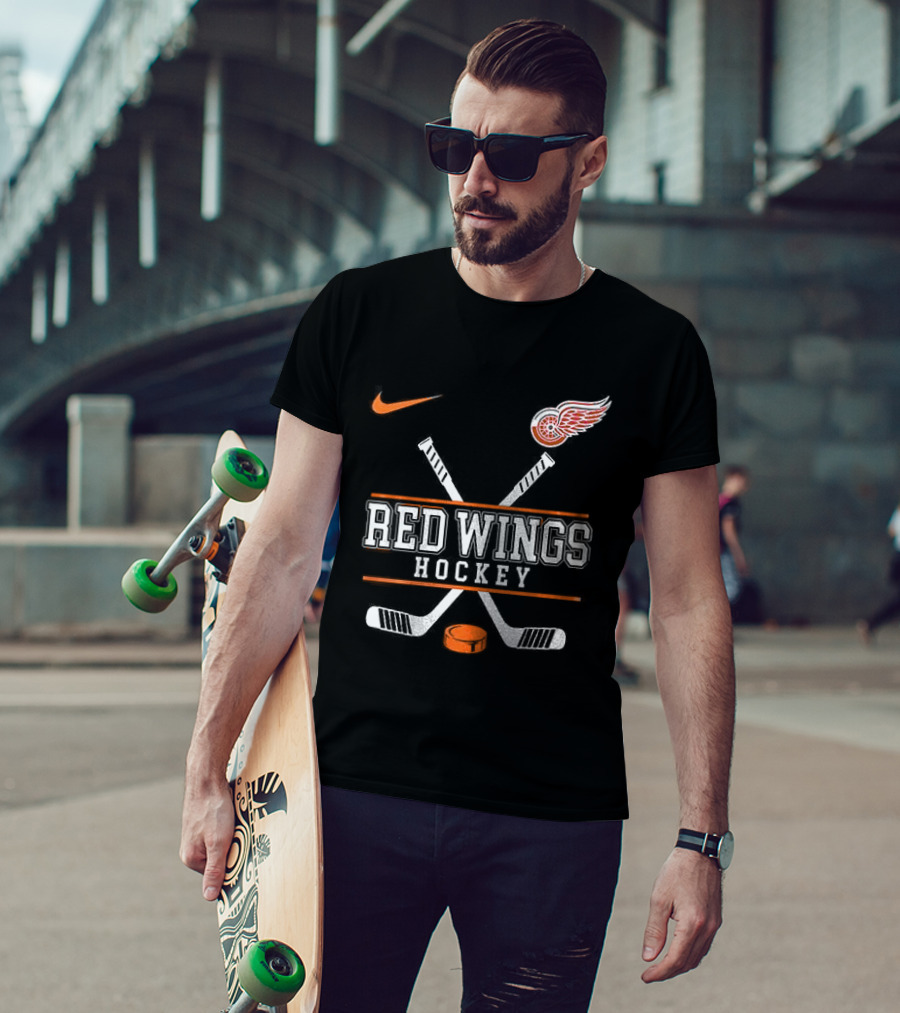 Detroit Red Wings Hockey Nike Collaboration With Harley Davidson T-Shirt