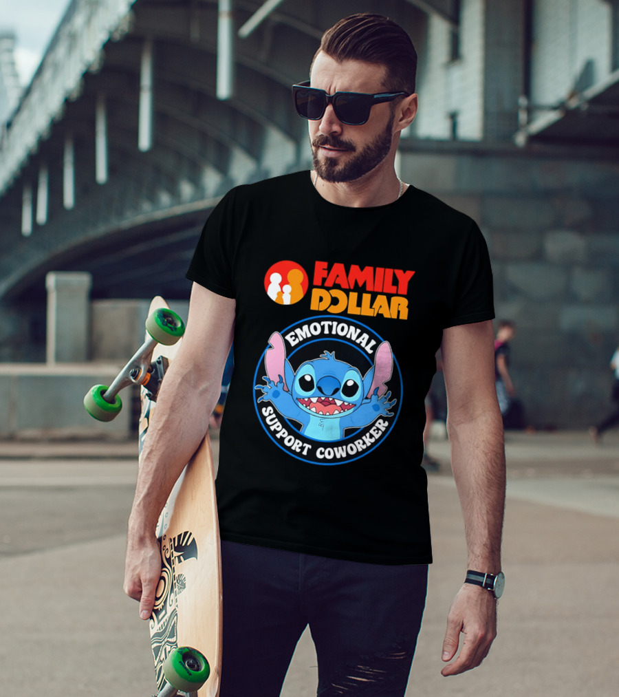 Family Dollar Emotional Support Coworker Stitch T-Shirt