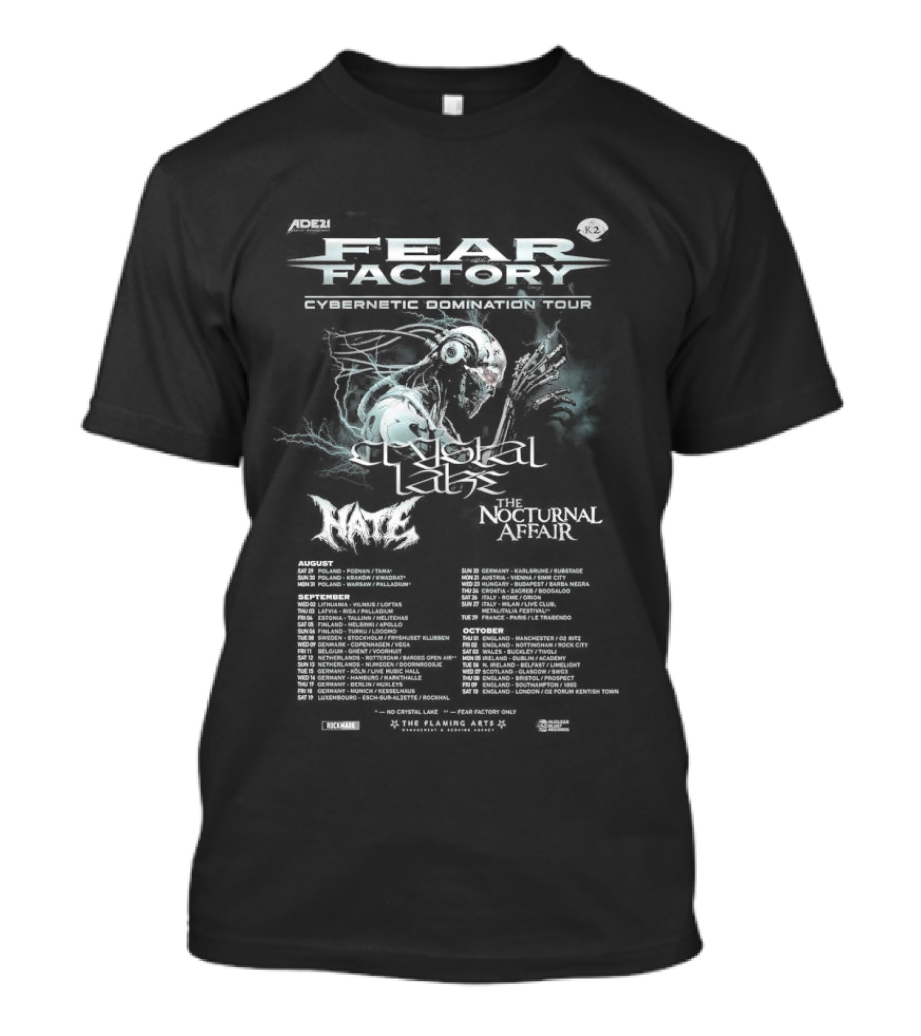 Fear Factory Cybernetic Domination Europe UK Tour 2026 Dates T-Shirt