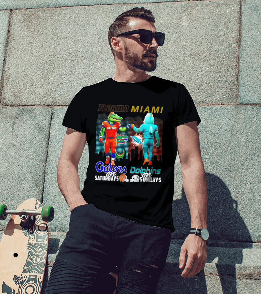 Florida Gators Saturdays Miami Dolphins Sundays Skyline Football Rivalry T-Shirt