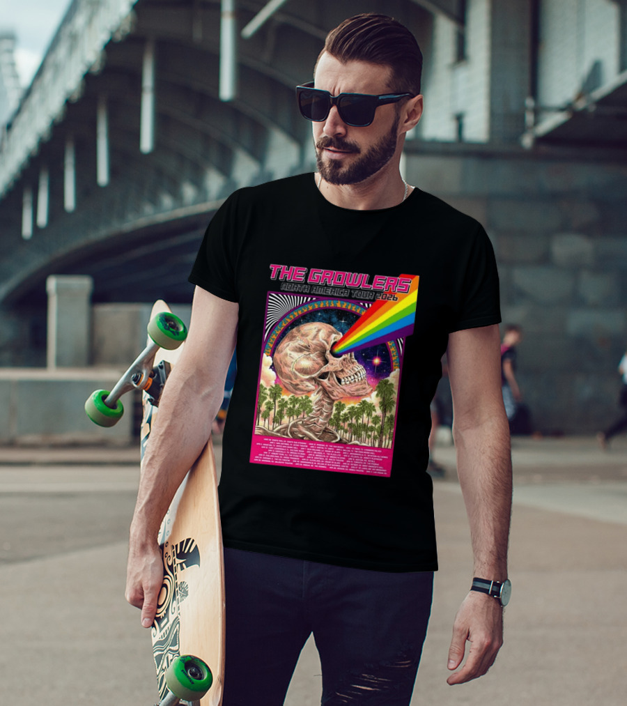The Growlers North America Tour 2026 Psychedelic Skull With Rainbow Beam T-Shirt