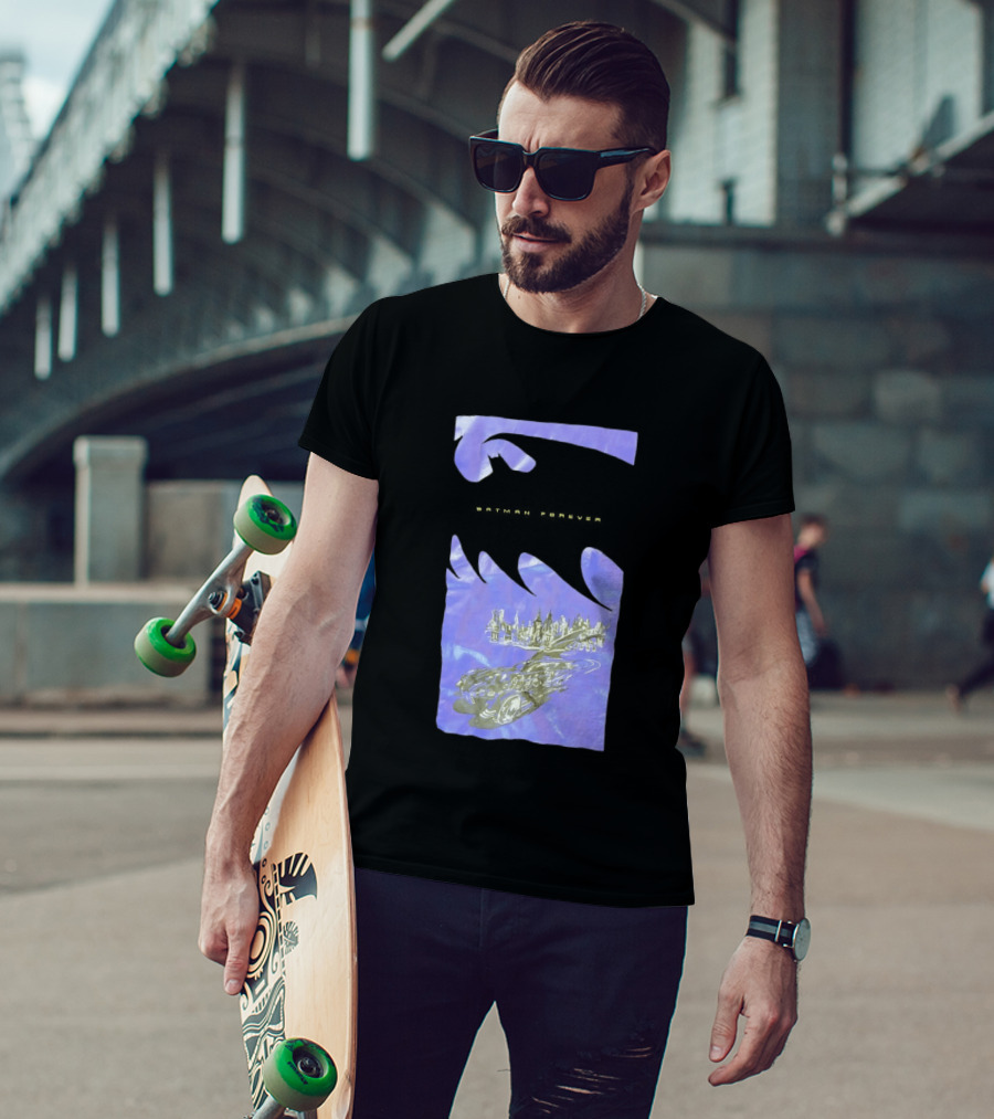 Photos Of A Batman Forever Gotham City Skyline Batmobile T-Shirt