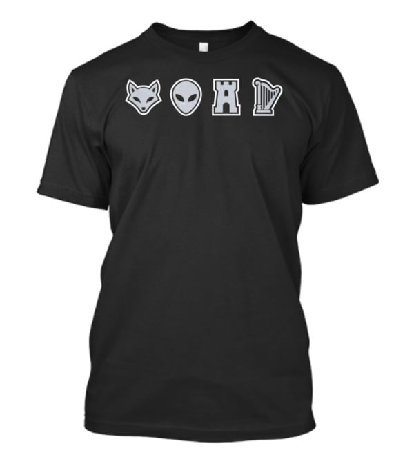 San Antonio Spurs Big 4 Wolf Alien Castle Harp T-Shirt