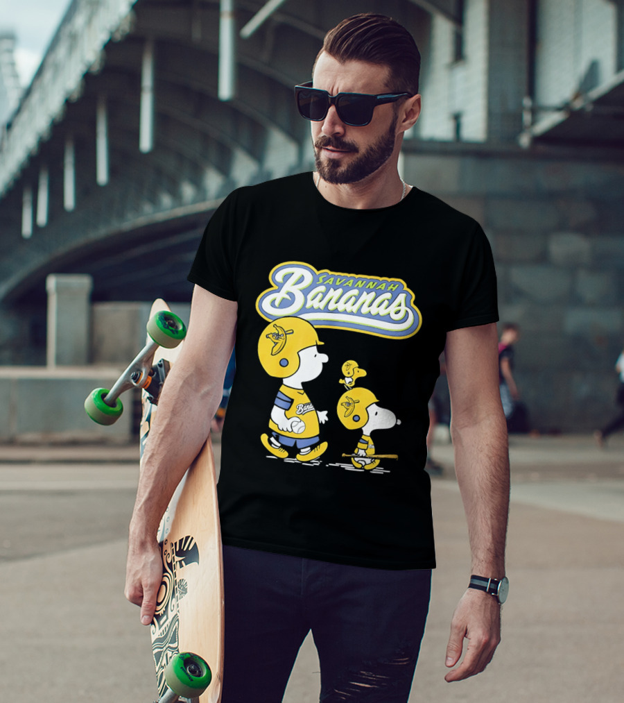 Savannah Bananas Snoopy Peanuts Baseball Player Helmet Bat T-Shirt