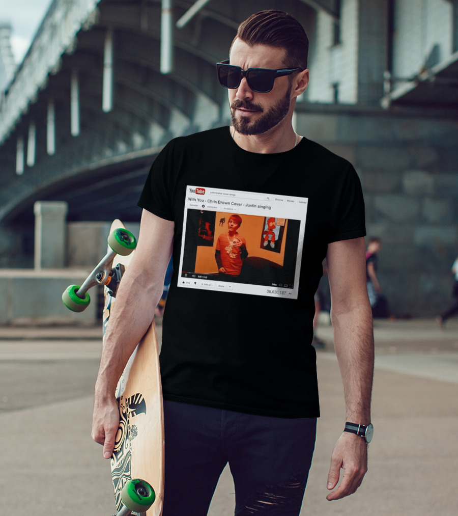 Justin Bieber Singing Chris Brown Cover YouTube Screenshot 38 Million Views T-Shirt