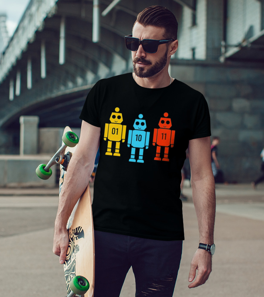 Robot 01 10 11 Trio Colorful Robot T-Shirt