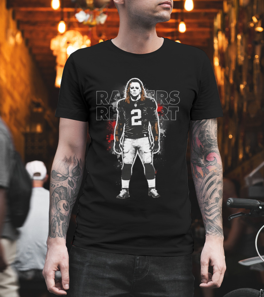 Las Vegas Raiders Michael Myers Number 2 Standing on Business Halloween Football Fan T-Shirt