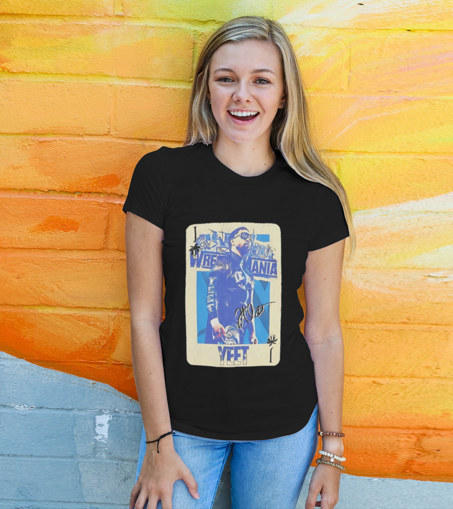 WWE Jey Uso WrestleMania Card Yeet Playing Card T-Shirt