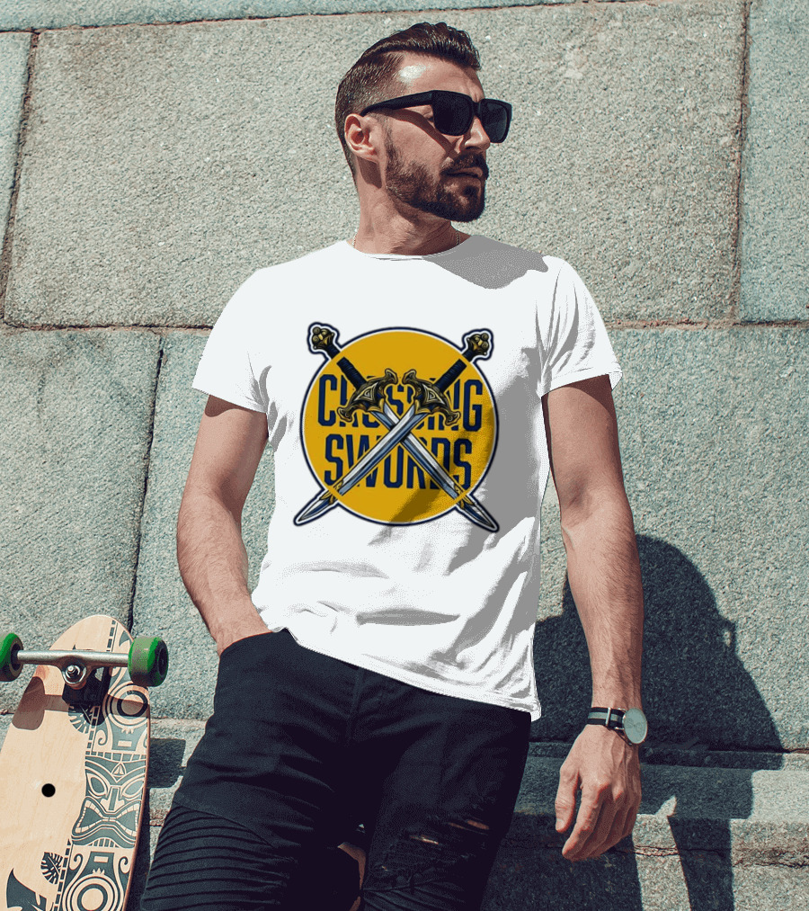 Crossing Swords Podcast Emblem Medieval Sword T-Shirt