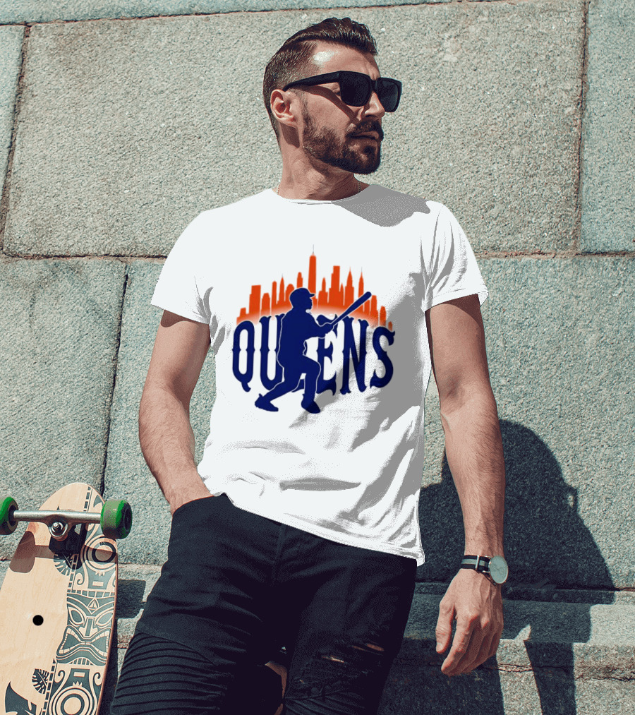 New York Mets Queens Baseball Skyline MLB T-Shirt