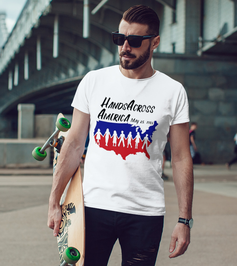 Hands Across America May 25 1986 USA Map T-Shirt