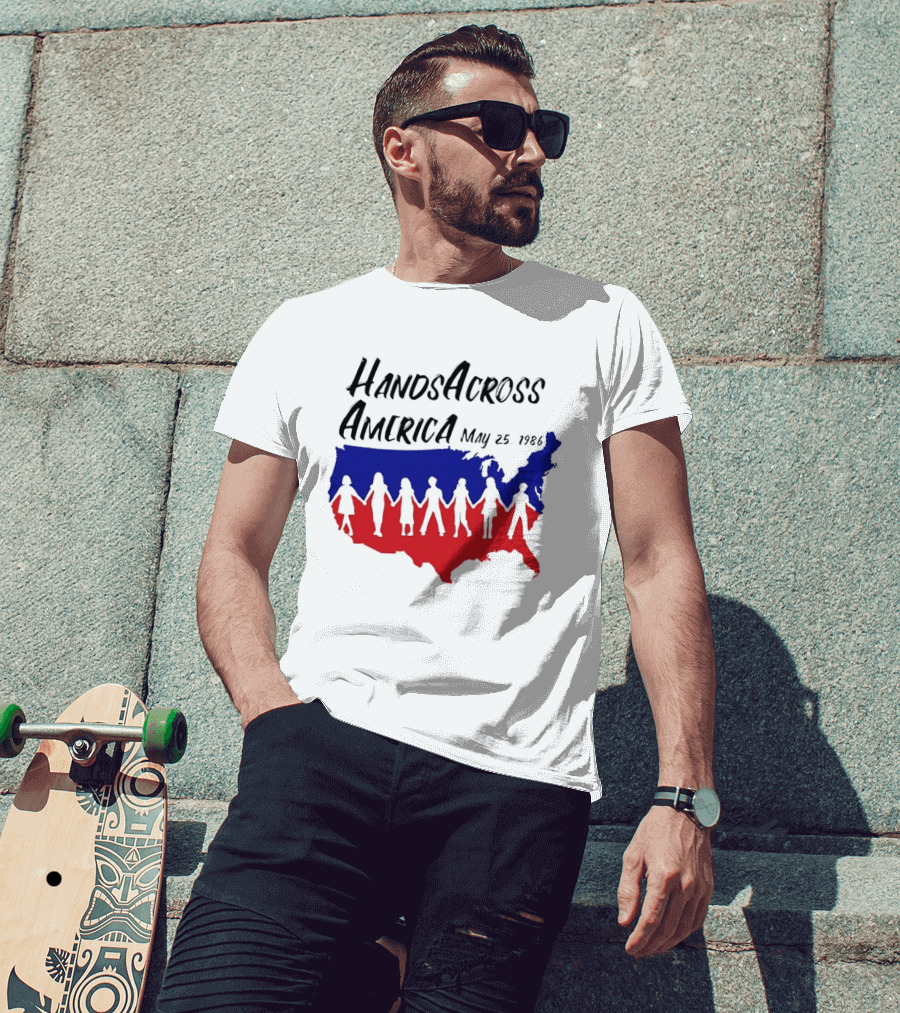 Hands Across America May 25 1986 USA Map T-Shirt