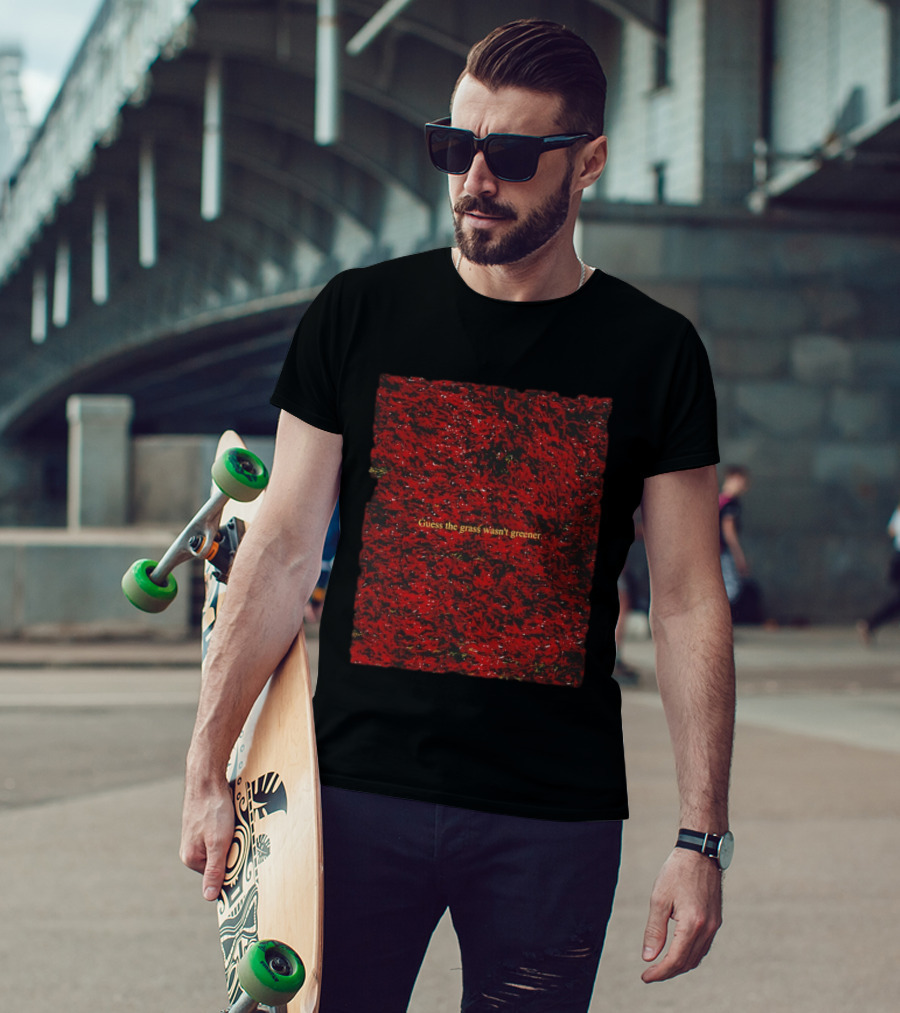 Guess The Grass Wasn't Greener Red And Black Texture T-Shirt