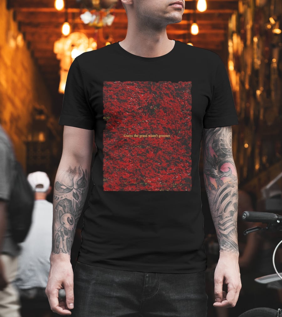 Guess The Grass Wasn't Greener Red and Black Texture T-Shirt