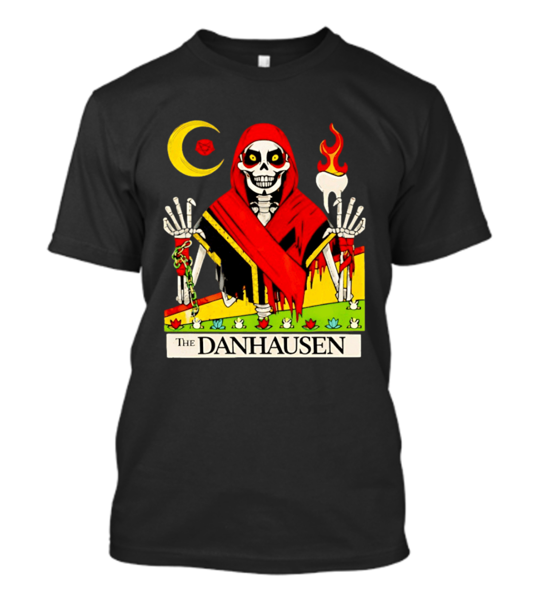 Skeleton In Red Outfit With Cursed WWE Tooth Danhausen T-Shirt