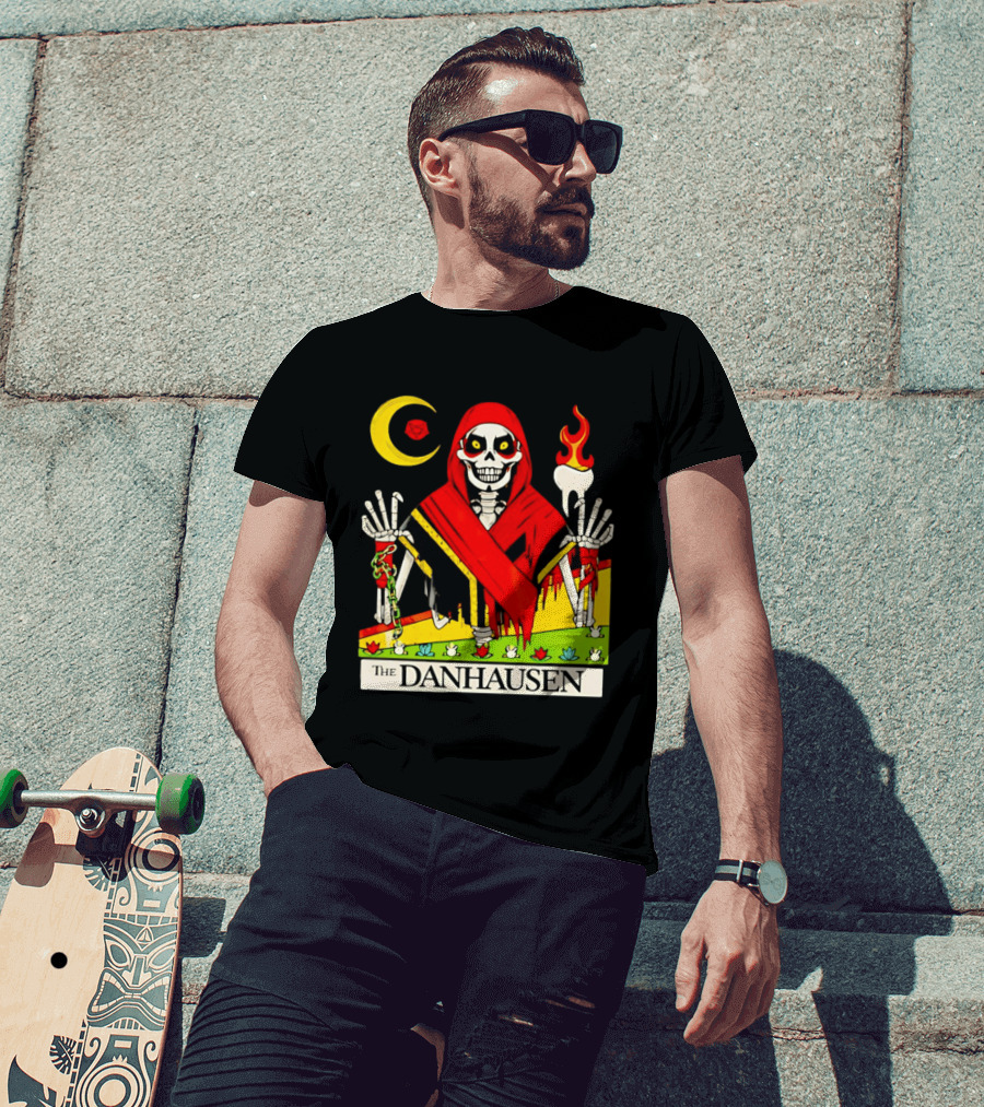 Skeleton In Red Outfit With Cursed WWE Tooth Danhausen T-Shirt