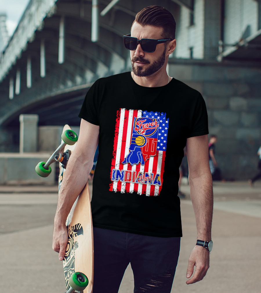 Indiana Fever Pacers Hoosiers American Flag T-Shirt