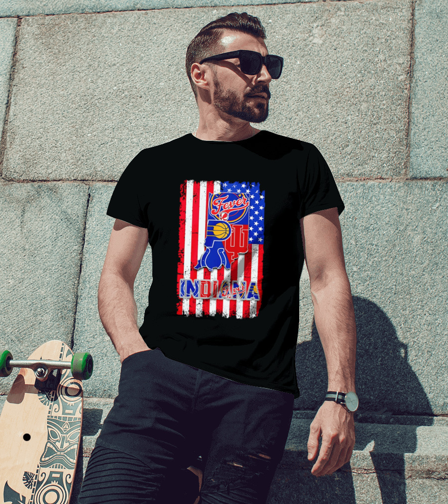 Indiana Fever Pacers Hoosiers American Flag T-Shirt