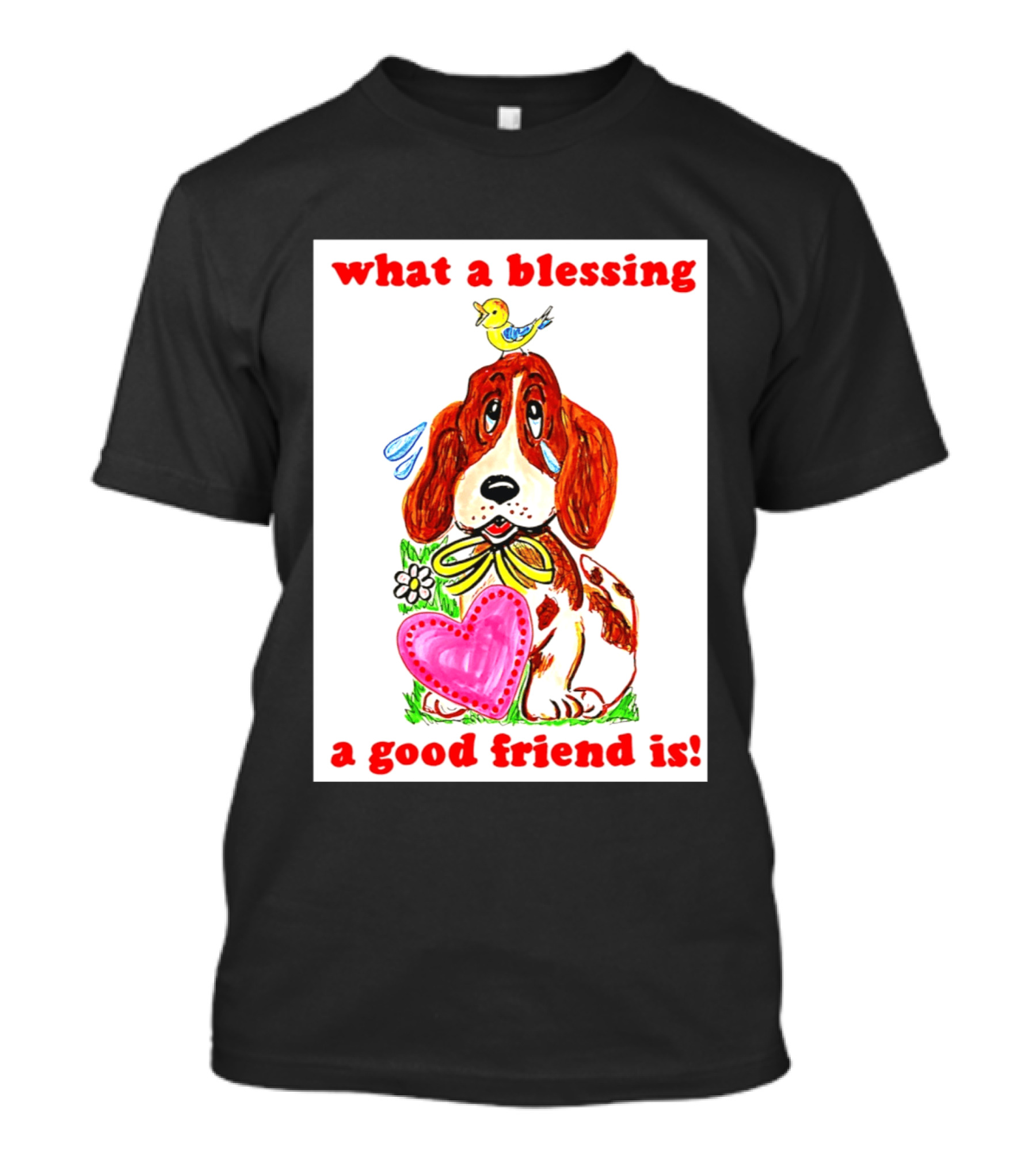 What A Blessing A Good Friend Is Dog And Bird Cartoon T-Shirt