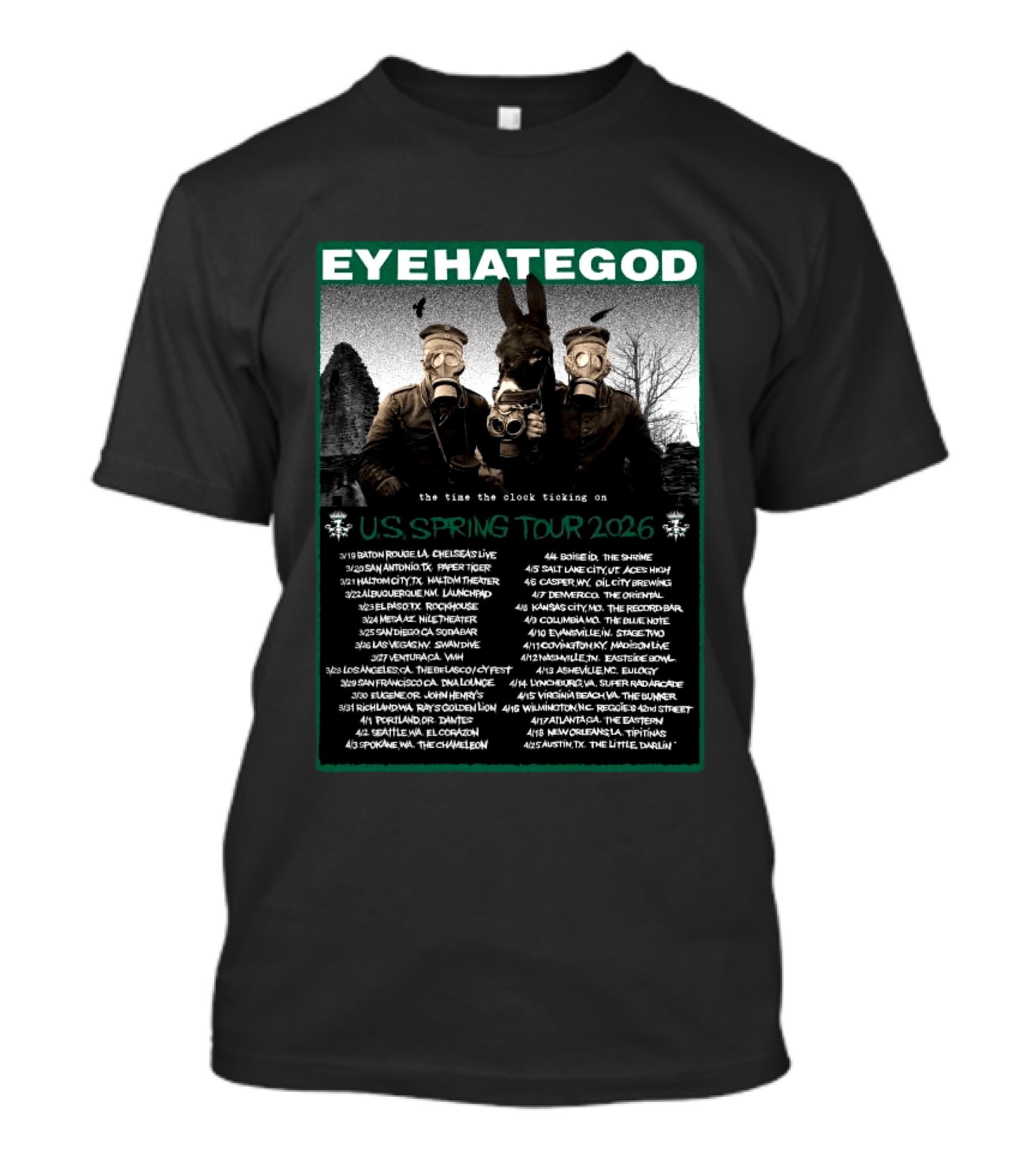 Eyehategod US Spring Tour 2026 The Time The Ticking On Tour Dates T-Shirt