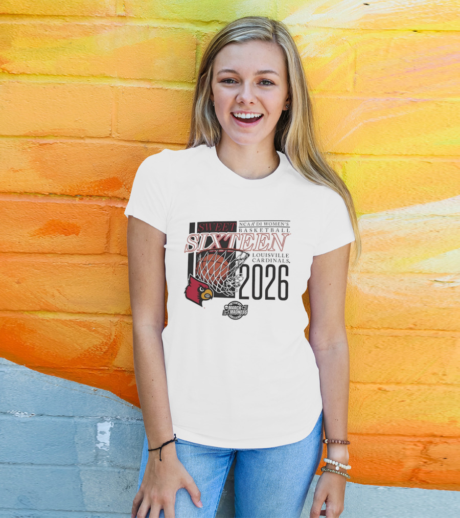 Sweet Sixteen 2026 NCAA DI Women's Basketball Louisville Cardinals College Bounders T-Shirt