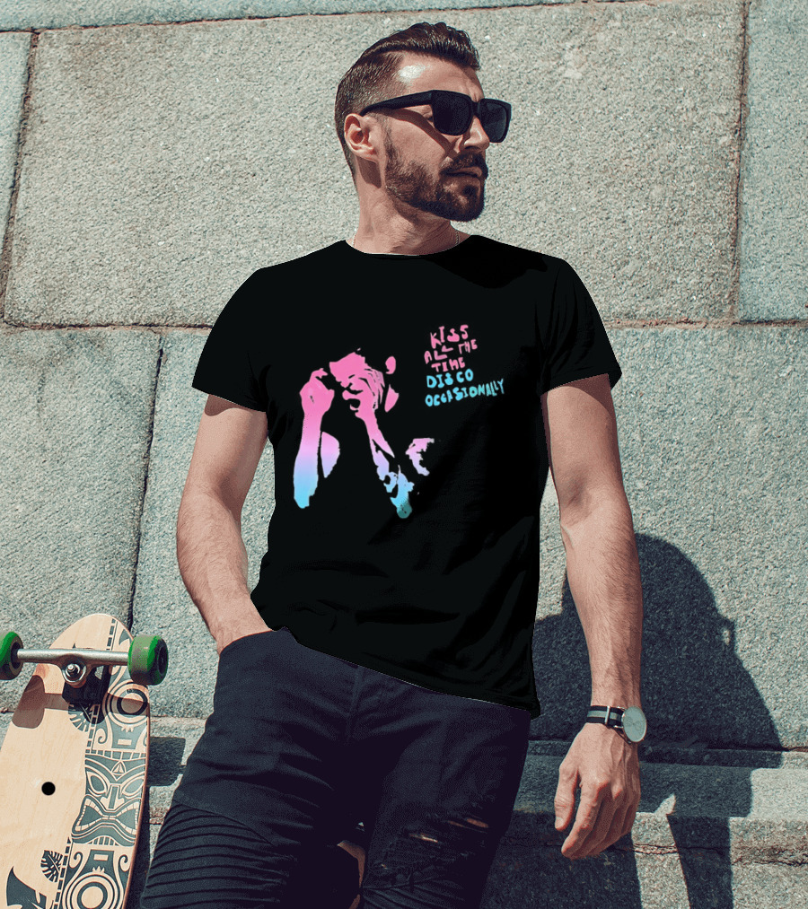 Kiss All The Time Disco Occasionally Red Blue T-Shirt