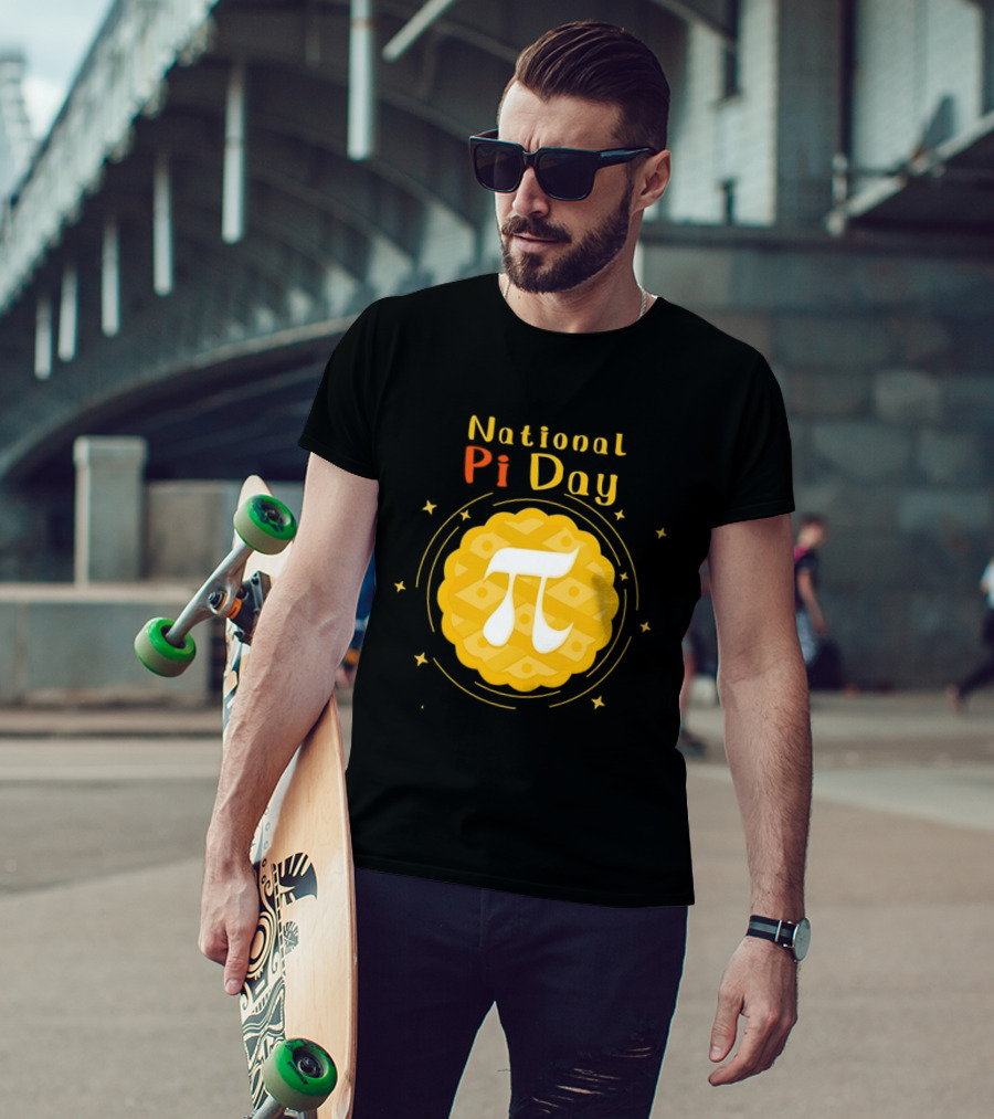 National Pi Day Pie Icon With Stars And Math T-Shirt