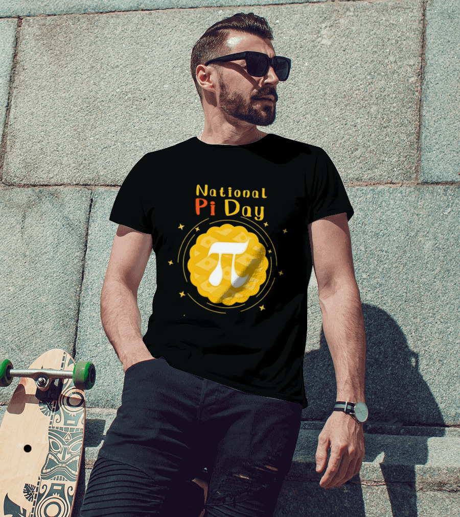 National Pi Day Pie Icon With Stars And Math T-Shirt