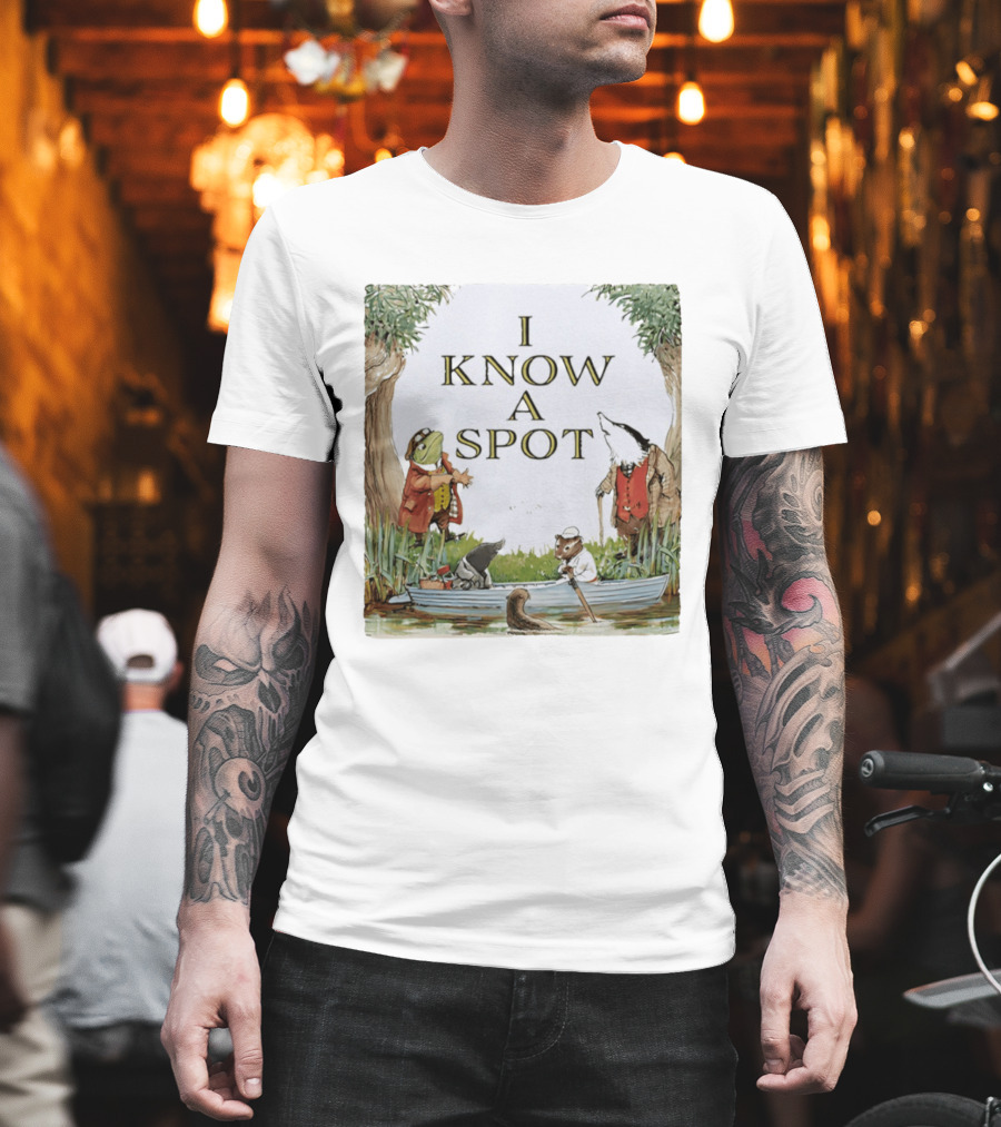 The Wind in the Willows Characters I Know A Spot Scene with Mole Water Rat Badger and Toad T-Shirt
