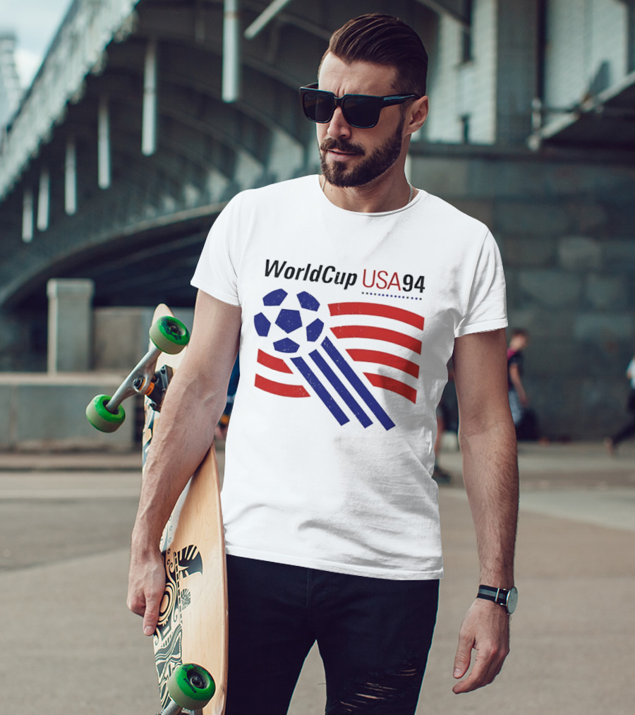 World Cup USA 94 Iconic Soccer Ball And Stripes T-Shirt