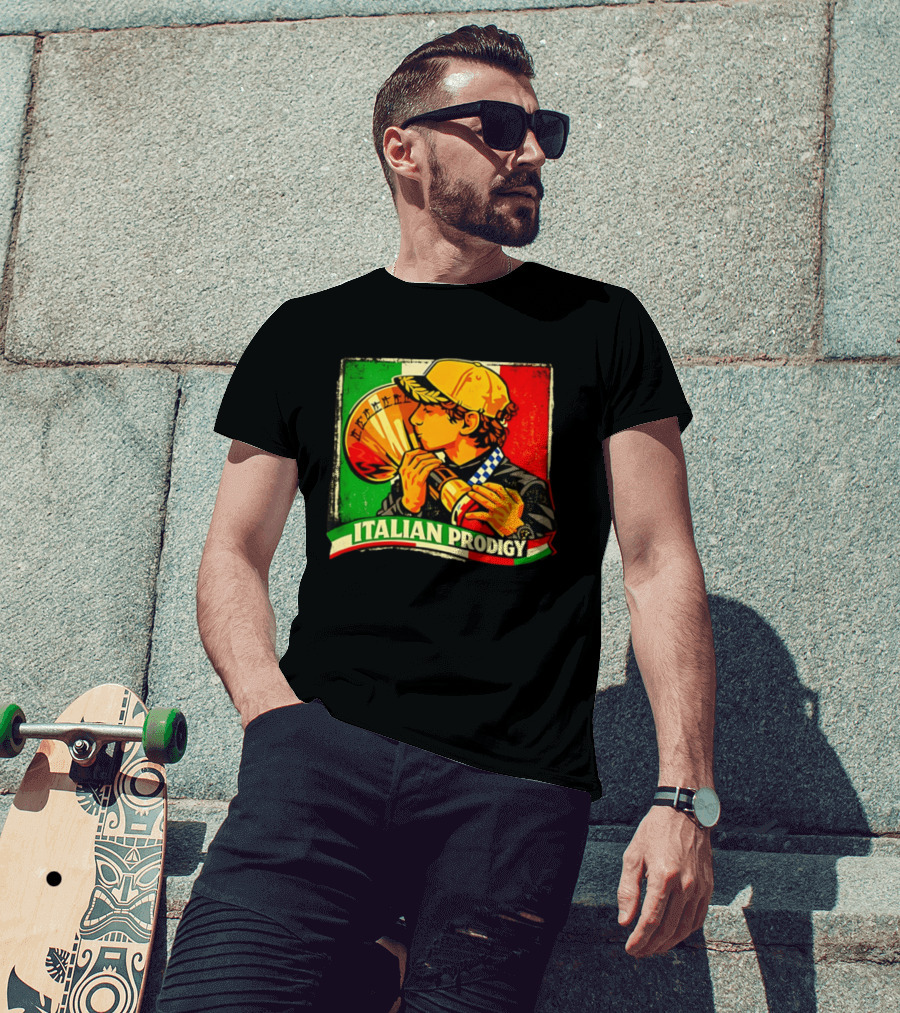 Italy Player Kissing Trophy Italian Prodigy Flag T-Shirt