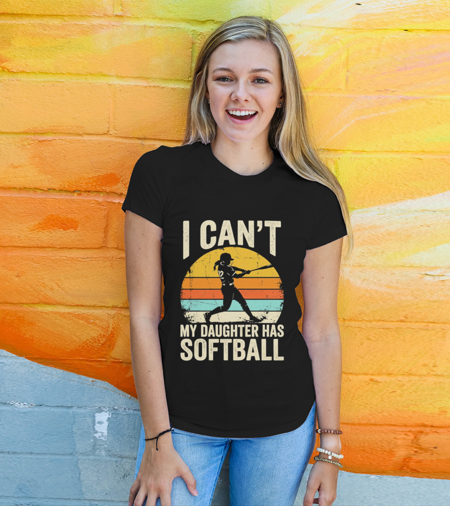Softball Player 12 I Can't My Daughter Has Softball Sunset T-Shirt