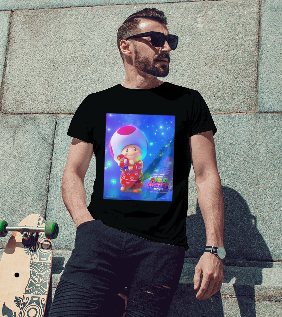 The Super Mario Galaxy Movie Toad Hugging Mario Pajamas Only In Theaters April 1 T-Shirt
