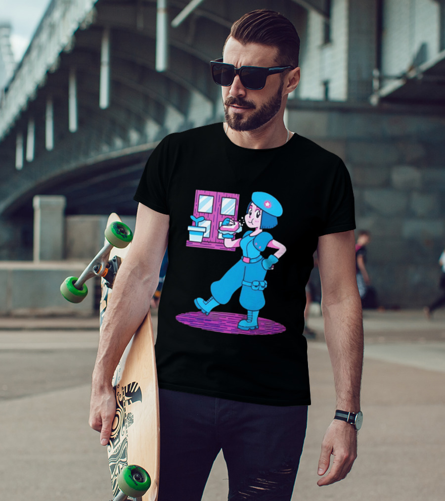 Cartoon Zombie Fighter Holding Plant And Spray T-Shirt