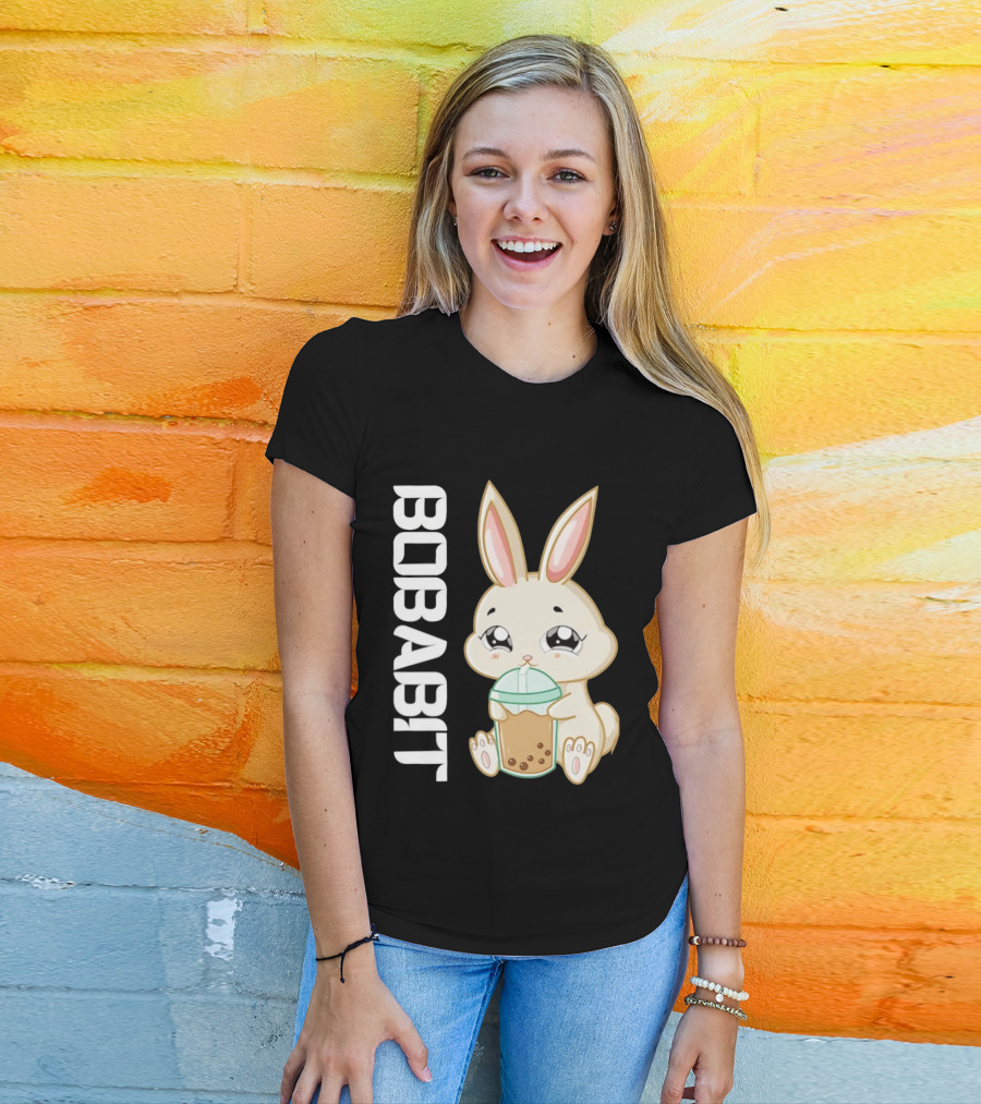 Bobabbit Cute Bunny Drinking Boba Tea T-Shirt