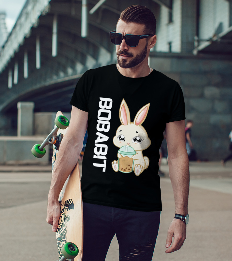 Bobabbit Cute Bunny Drinking Boba Tea T-Shirt