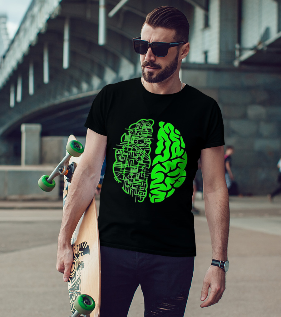 Mind Vs Machine Circuitry Brain Dual Personality T-Shirt