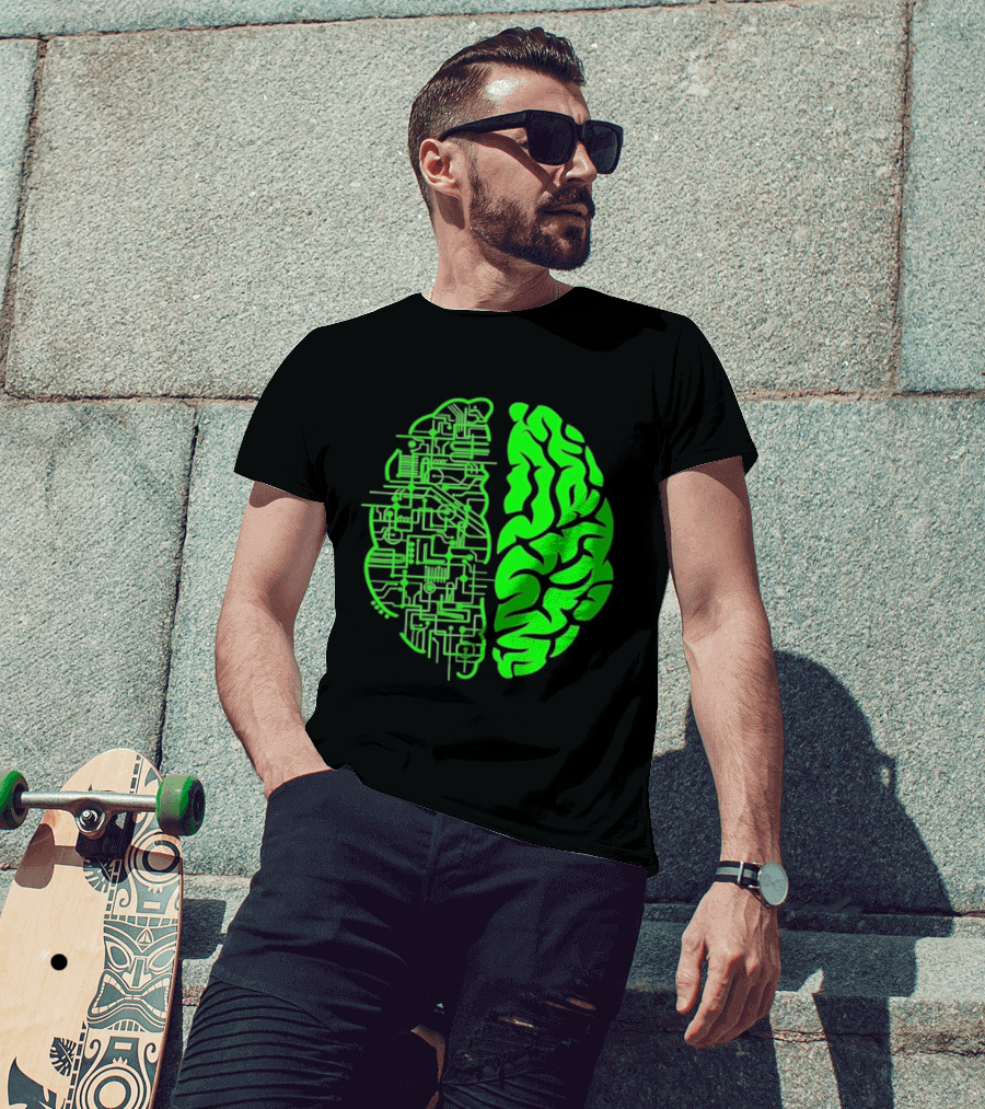 Mind Vs Machine Circuitry Brain Dual Personality T-Shirt