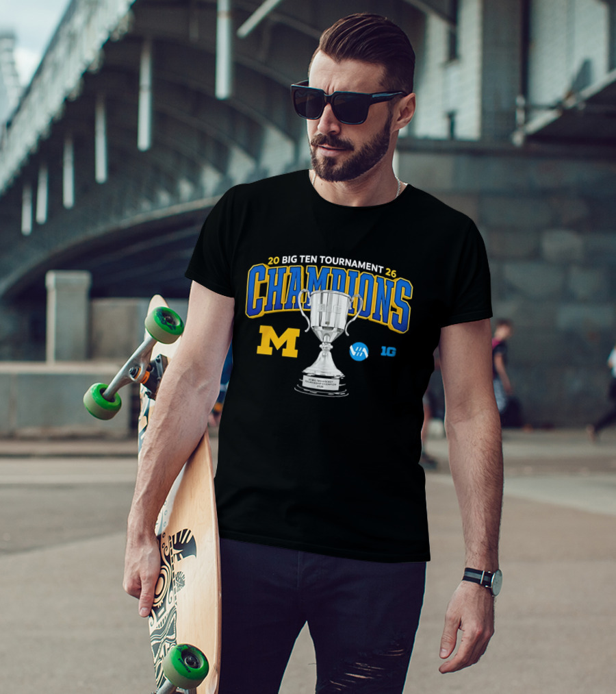 Michigan Wolverines 2026 Big Ten Tournament Champions Trophy T-Shirt