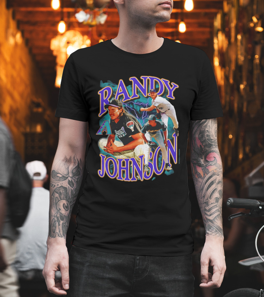 Randy Johnson Arizona Diamondbacks Collage Player '26 Lightning Pitcher T-Shirt
