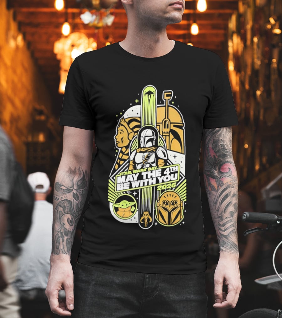 Star Wars Day May the 4th Be With You 2026 Yoda Boba Fett Celebration T-Shirt