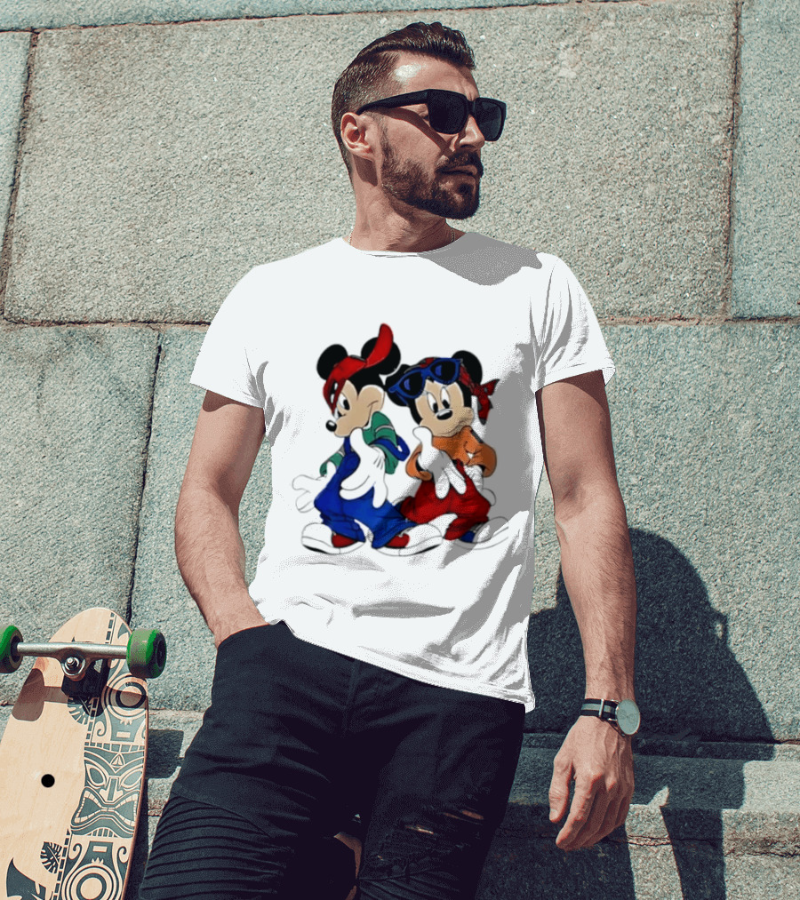 Mickey Minnie Mouse Hip Hop Style Outfits Vintage Look T-Shirt