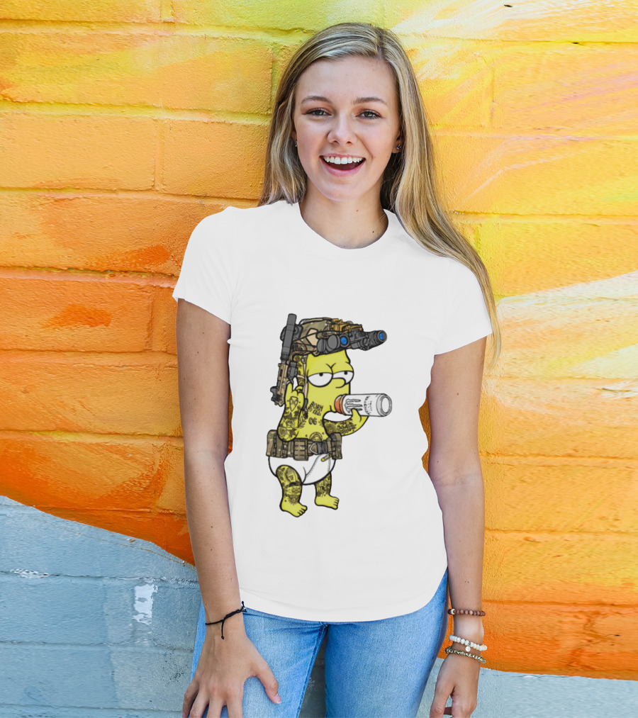 Bart Simpson Tactical Gear Night Vision Tattoo Parody Yung Bart T-Shirt